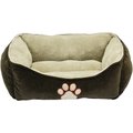 Cozy Pet Embroidered Paw Print Lounger Dog Bed, Brown