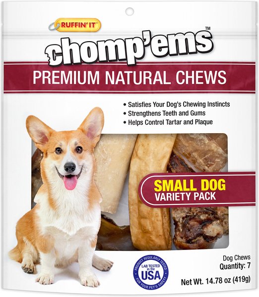 RUFFIN' IT Chomp'ems Premium Natural Chews Variety Pack Small Dog Bone Treats, 7 count slide 1 of 9