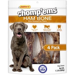RUFFIN' IT Chomp'ems Ham Bone Dog Treats, 8-in, 4 count