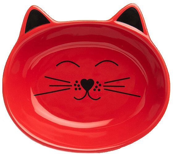 Park Life Designs Oscar Ceramic Cat Bowl, Red, 0.5-cup slide 1 of 2