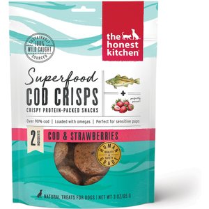 The Honest Kitchen Superfood Cod Crisps Cod & Strawberry Dehydrated Dog Treats, 3-oz bag
