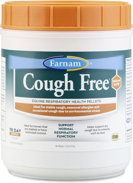 Farnam Cough Free Equine Respiratory Health Pellets Horse Supplement,  2.5-lb jar, 70 Day Supply slide 1 of 9