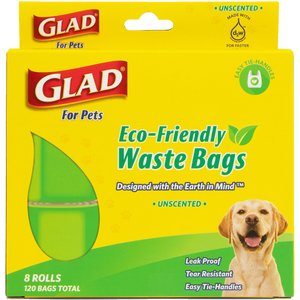 Glad Eco-Friendly Unscented Dog Waste Bags, 120 count