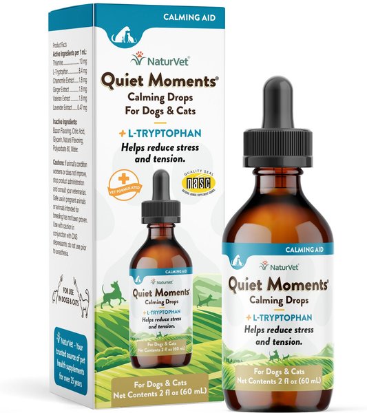 NaturVet Quiet Moments Liquid Calming Supplement for Cats & Dogs, 2-oz bottle slide 1 of 9