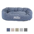 Majestic Pet Palette Heathered Personalized Bagel Cat & Dog Bed, Navy Blue Denim, Medium