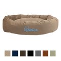 Majestic Pet Suede Personalized Bagel Cat & Dog Bed, Stone, Small