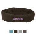 Majestic Pet Velvet Personalized Bagel Cat & Dog Bed, Espresso, Small