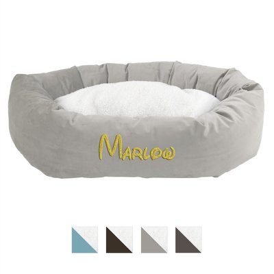 Majestic Pet Velvet Sherpa Personalized Bagel Cat & Dog Bed, slide 1 of 1