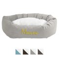 Majestic Pet Velvet Sherpa Personalized Bagel Cat & Dog Bed, Smoke, Large