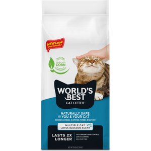 World's Best Multiple Cat Lotus Blossom Scented Clumping Corn Cat Litter, 28-lb bag