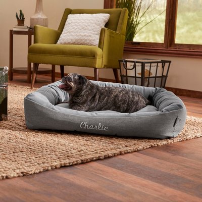 Frisco Rectangular Personalized Bolster Dog Bed w/Removable Cover, slide 1 of 1