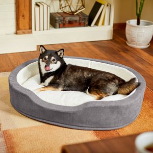 Frisco Bolster Cat & Dog Bed, Gray, Large
