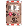 Livelong Healthy & Strong Pork & Sweet Potato Recipe Wet Dog Food, 12.8-oz can, case of 12