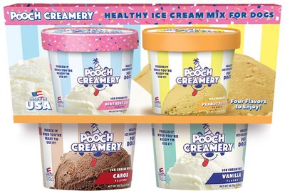 Pooch Creamery Ice Cream Mix Peanut Butter, Birthday Cake, Vanilla & Carob Variety Pack Dog Treat, slide 1 of 1