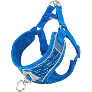 Pup Crew Pro Reflex Trainer Nylon Reflective Step In Dual Clip Dog Harness, Blue, Large: 21-in chest
