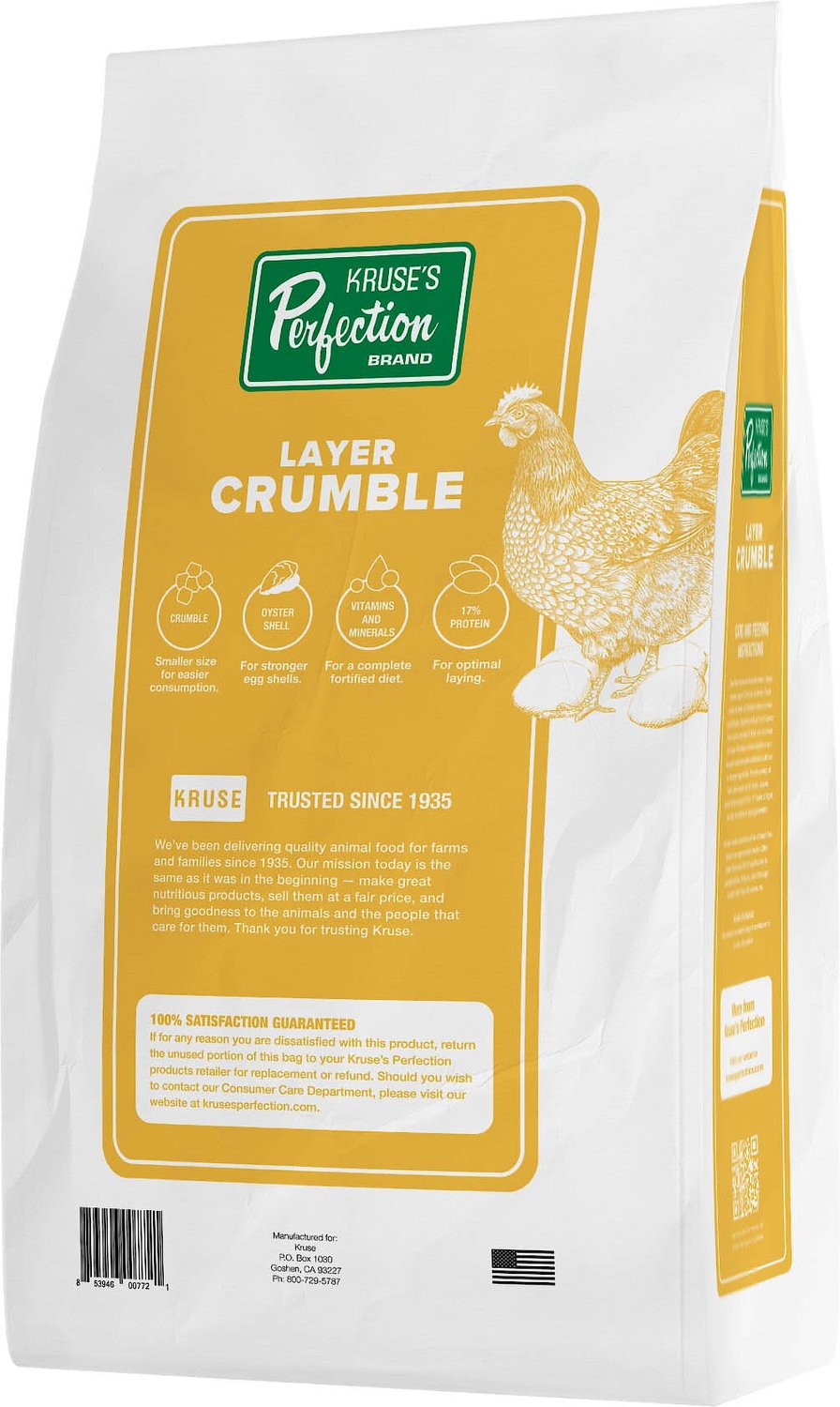 KRUSE'S PERFECTION BRAND Poultry Layer Crumble Chicken Feed, 12-lb bag ...