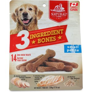 Omega Paw Natural Farm 3 Ingredient Bones Dog Treat, Small/Petite, 14 count