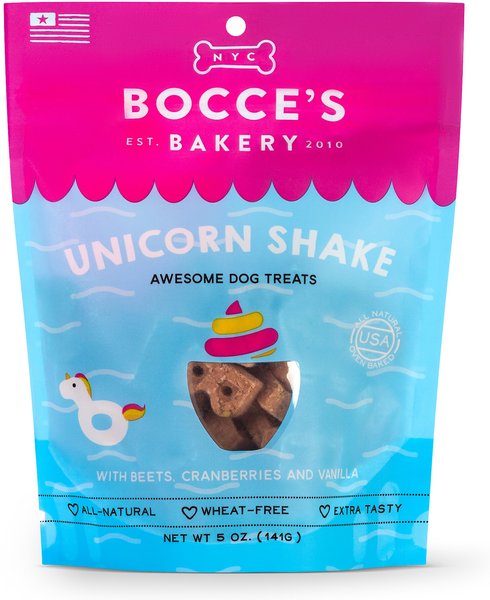Bocce's Bakery Unicorn Shake Beets, Cranberries & Vanilla Dog Treats, 5-oz bag slide 1 of 2