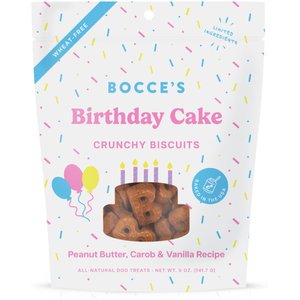 Bocce’s Bakery Birthday Peanut Butter, Molasses & Vanilla Cake Dog Treats, 5-oz bag