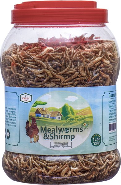 Amzey Mealworms & Shrimp Treats, 1-lb jar slide 1 of 4