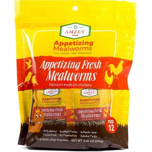 Amzey Appetizing Fresh Mealworms Treats, 8.46-oz bag, 12 count