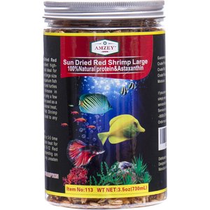 Amzey Sun Dried Red Shrimp Large Fish Food, 3.5-oz jar