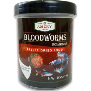 Amzey Bloodworms Freeze-Dried Fish Food, 0.5-oz jar
