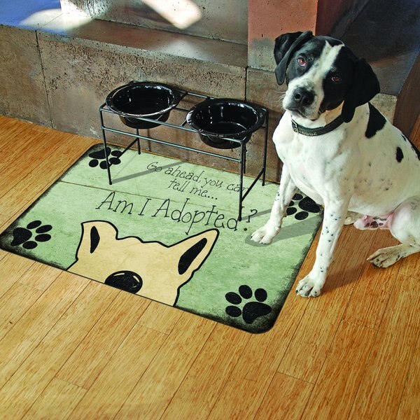 Bungalow Flooring Am I Adopted Dog Dinner Mat, 36 x 23-in slide 1 of 5