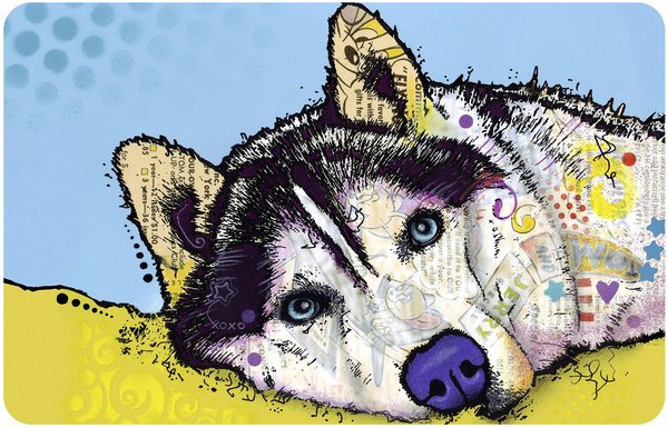 Bungalow Flooring Husky by Dean Russo Dog Dinner Mat, 36 x 23-in slide 1 of 5
