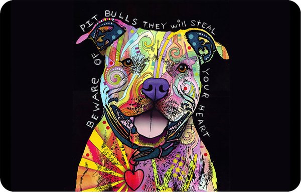Bungalow Flooring Pit Bull Heart by Dean Russo Dog Dinner Mat, 36 x 23-in slide 1 of 5