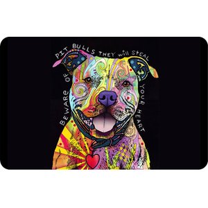 Bungalow Flooring Pit Bull Heart by Dean Russo Dog Dinner Mat, 36 x 23-in
