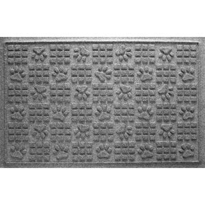 Bungalow Flooring Waterhog Dog Paw Squares Floor Mat, 35 x 23-in, Medium Gray