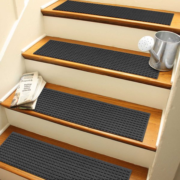 Bungalow Flooring Waterhog Squares Stair Tread, 4 count, Charcoal slide 1 of 4