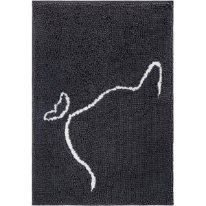 Frisco Microfiber Chenille Cat Silhouette Litter Mat, Gray