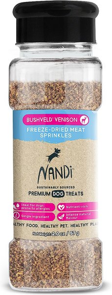 Nandi Bushveld Venison Meat Sprinkles Freeze-Dried Dog Food Topper, 2-oz bag slide 1 of 2