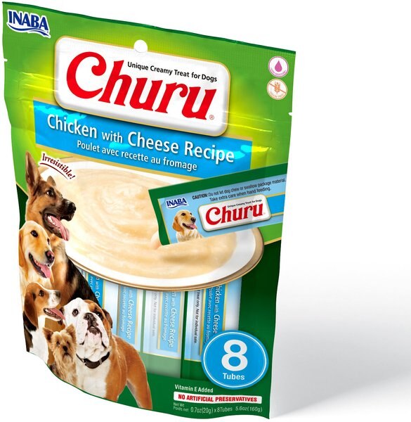 Inaba Churu Chicken with Cheese Recipe Grain-Free Lickable Dog Treat, 0.7-oz, pack of 8 slide 1 of 2