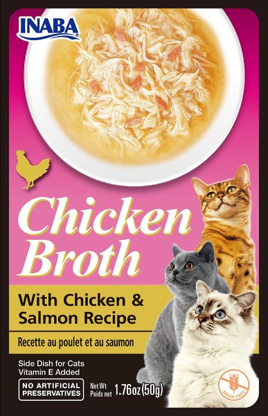 Inaba Chicken Broth Chicken & Salmon Recipe Grain-Free Cat Food Topper, 1.76-oz pouch slide 1 of 6