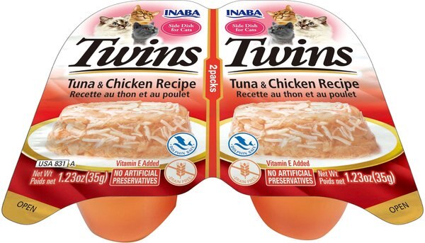Inaba Twins Tuna & Chicken Recipe Grain-Free Cat Food Topper, 1.23-oz, pack of 2 slide 1 of 2