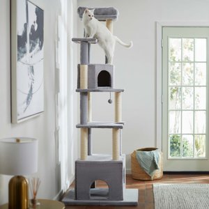 Frisco 80-in Faux Fur Cat Tree & Condo, Gray