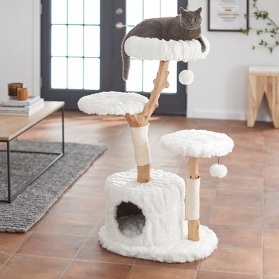 Frisco Natural Wood Modern Cat Tree with Toy, Ivory, Large, slide 1 of 1