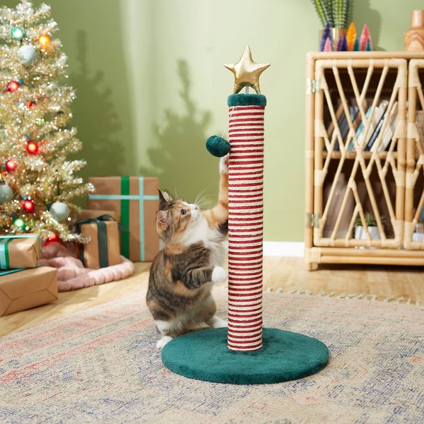 Frisco Holiday 29.5-in Candy Cane Sisal Cat Scratching Post with Toy slide 1 of 6