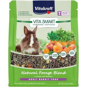 Vitakraft VitaSmart Complete Nutrition Natural Foraging Blend Rabbit Food, 4-lb bag