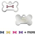 Quick-Tag Bone Epoxy Enameled Crystal Personalized Dog & Cat ID Tag, White, Small