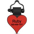 SiliDog The Silent Dog Tag Silicone Heart Personalized Dog & Cat ID Tag, Red