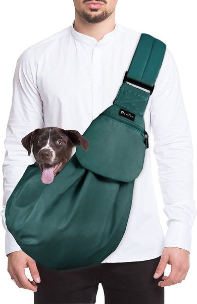 SlowTon Hands-Free Padded & Adjustable Sling Dog & Cat Carrier, Green slide 1 of 6