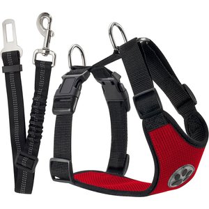 SlowTon Car Safety Dog Harness with Seat Belt, Red, Medium: 21.5 to 27-in chest