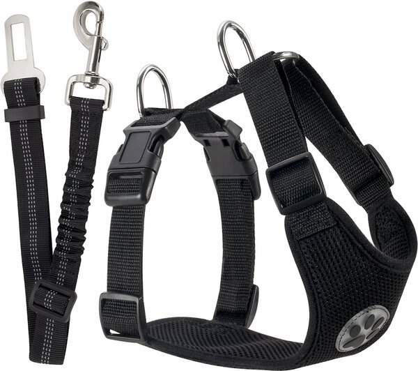 SlowTon Car Safety Dog Harness with Seat Belt, Black, Large: 27.5 to 37-in chest slide 1 of 8
