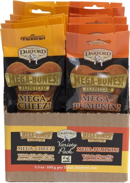 Darford Junior Mega Cheez & Mega Pumpkin Variety Pack Adult Dog Bones, Medium/Large, case of 12 slide 1 of 8