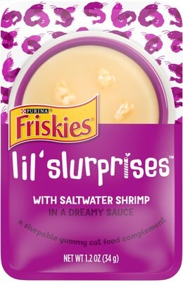 Friskies Lil’ Slurprises With Saltwater Shrimp in Dreamy Sauce Wet Cat Food Topper, 1.2-oz pouch, case of 16, slide 1 of 1