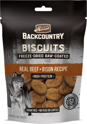 Merrick Backcountry Biscuits Real Beef + Bison Recipe Grain-Free Freeze-Dried Raw Coated Dog Treats, slide 1 of 1